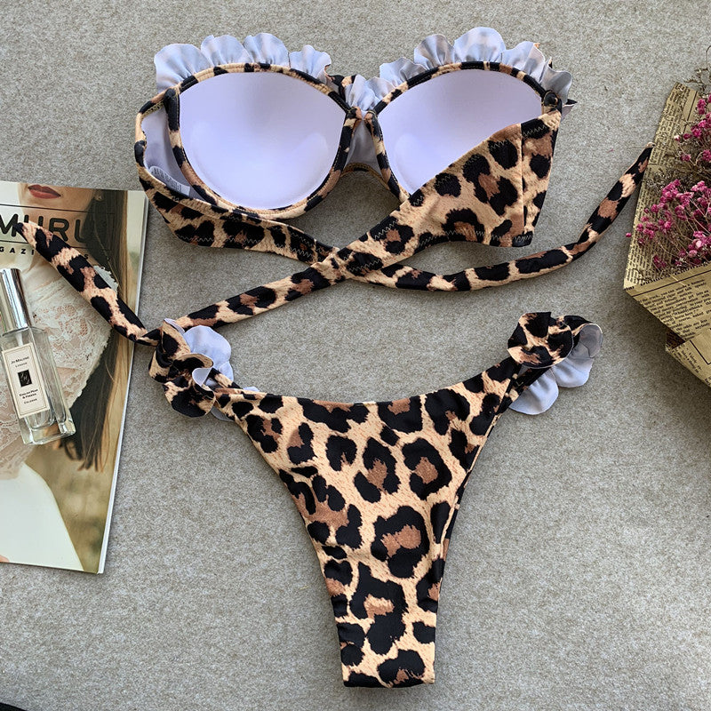Leopard Ruffle Bandeau Bikini Set | Wild Print, Feminine Ruffle, Unforgettable Look