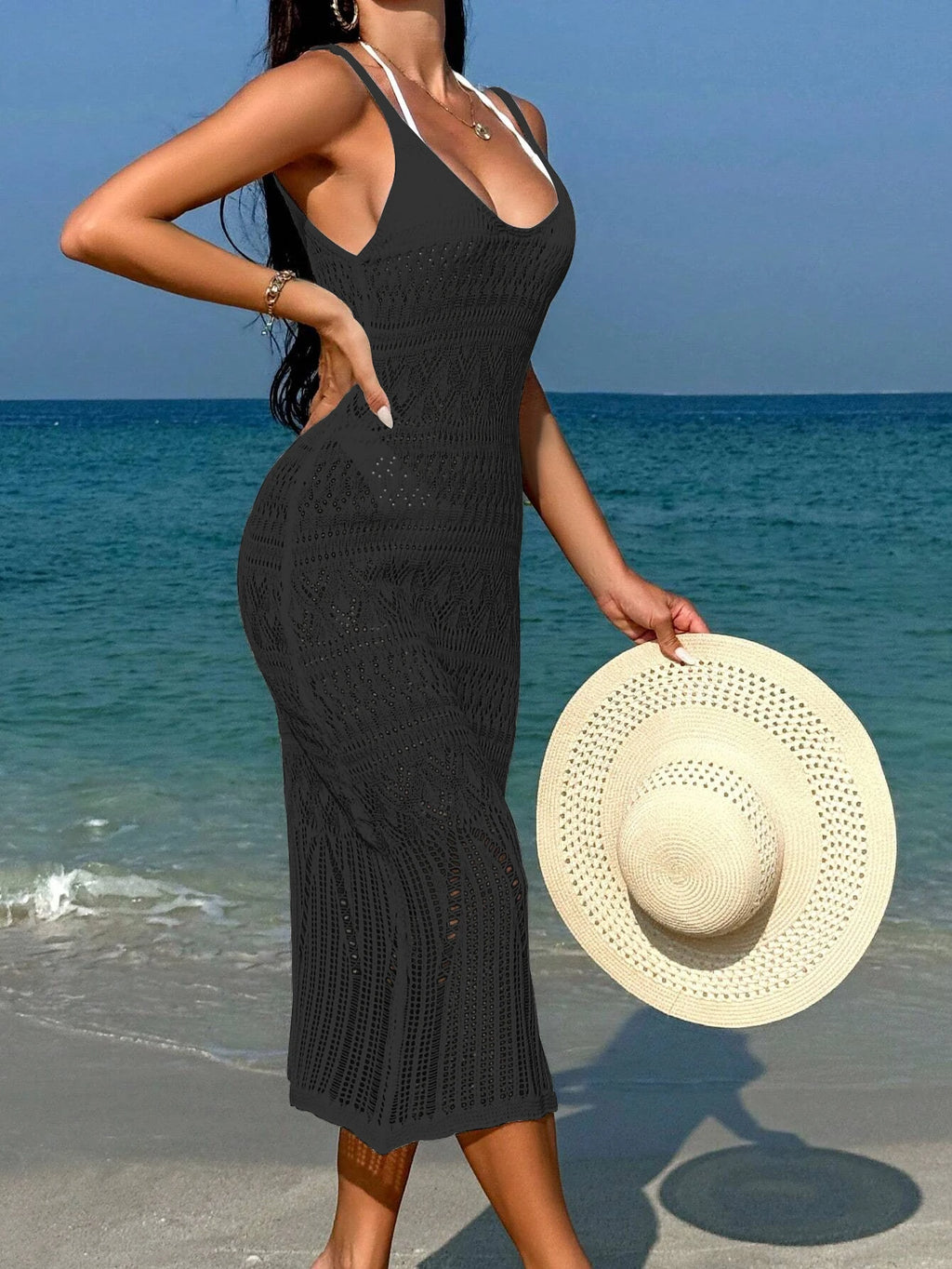 Elegant Hollow Out Maxi Beach Dress | Go From Poolside to Dinner Without Changing