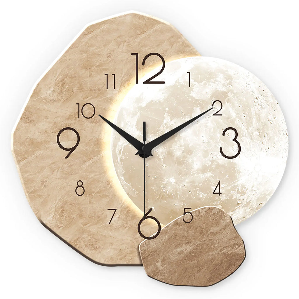 Horloge Murale Silencieuse Design Lune | Décorez & Restez à l'Heure Sans le Bruit du Tic-Tac