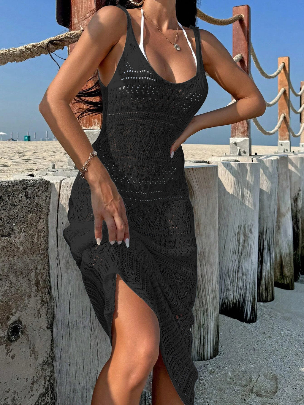 Elegant Hollow Out Maxi Beach Dress | Go From Poolside to Dinner Without Changing