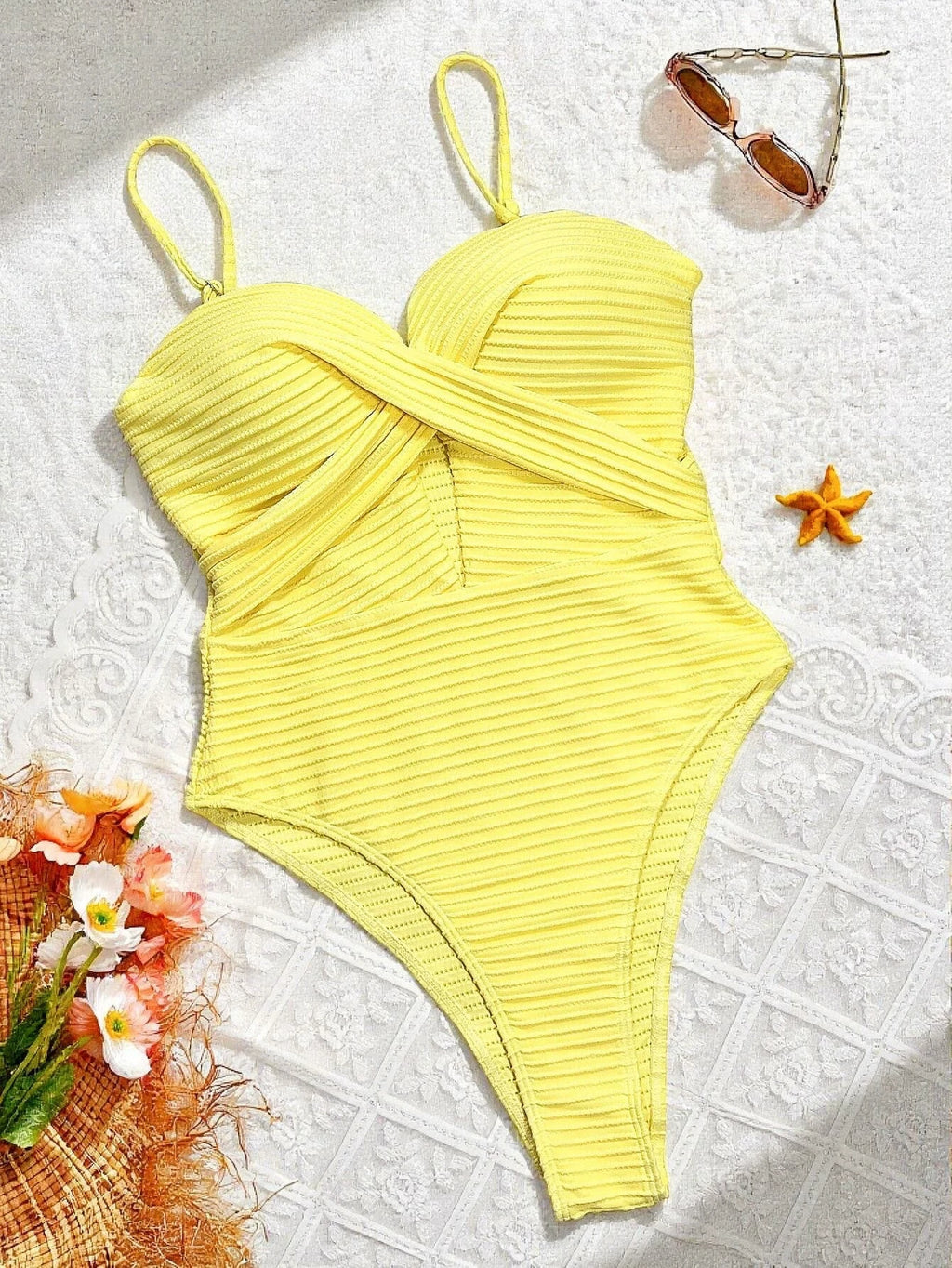 Yellow Hollow Out Cross Bikini | The Bold Summer Statement Piece