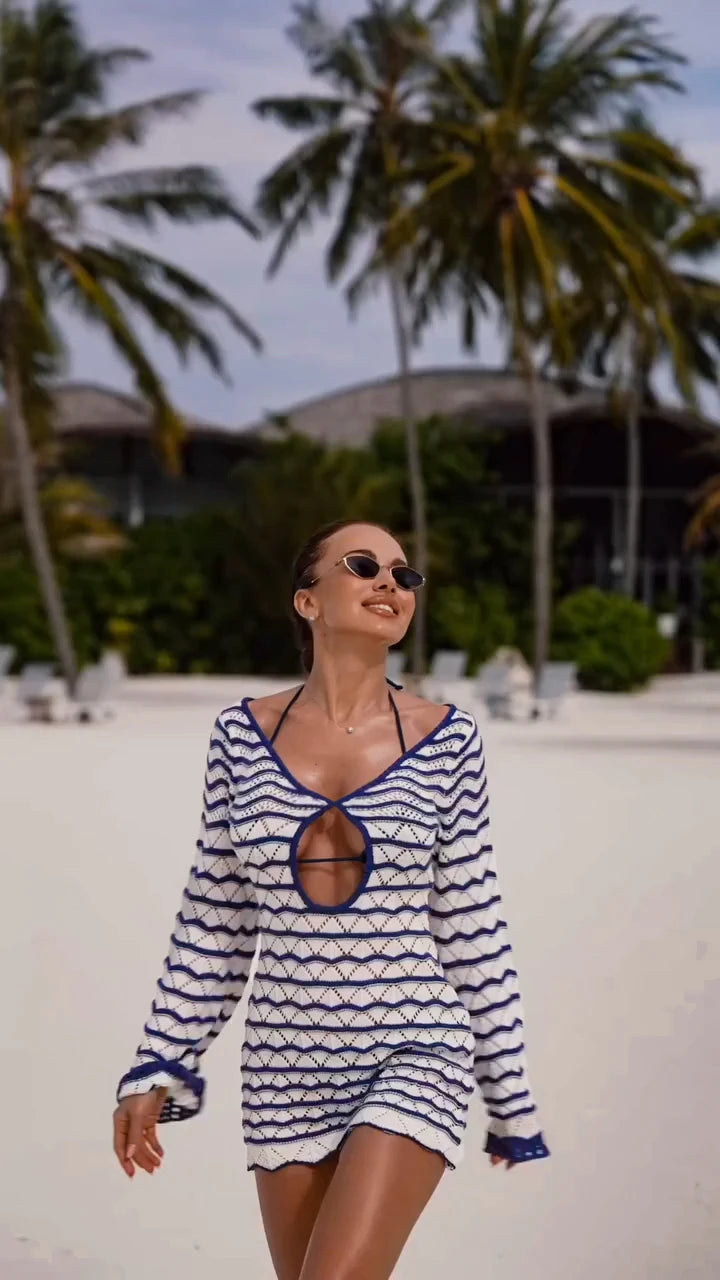 Boho Striped Bell Sleeve Beach Mini Dress | The Cover-Up That Doubles as an Outfit