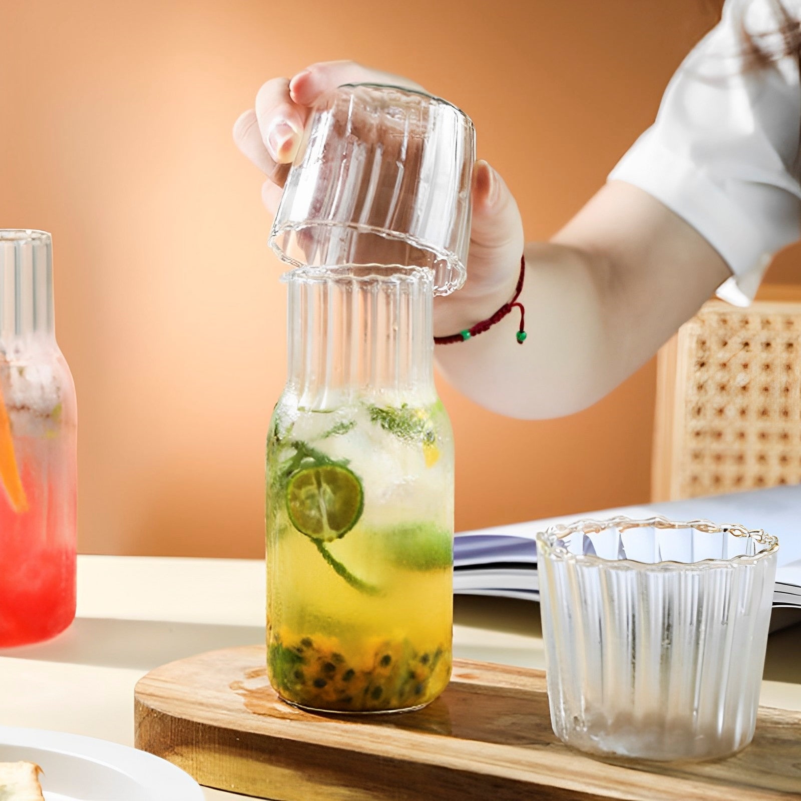 Set Carafe & Verre en Verre 550/600ml | Hydratez-vous avec Élégance Jour & Nuit