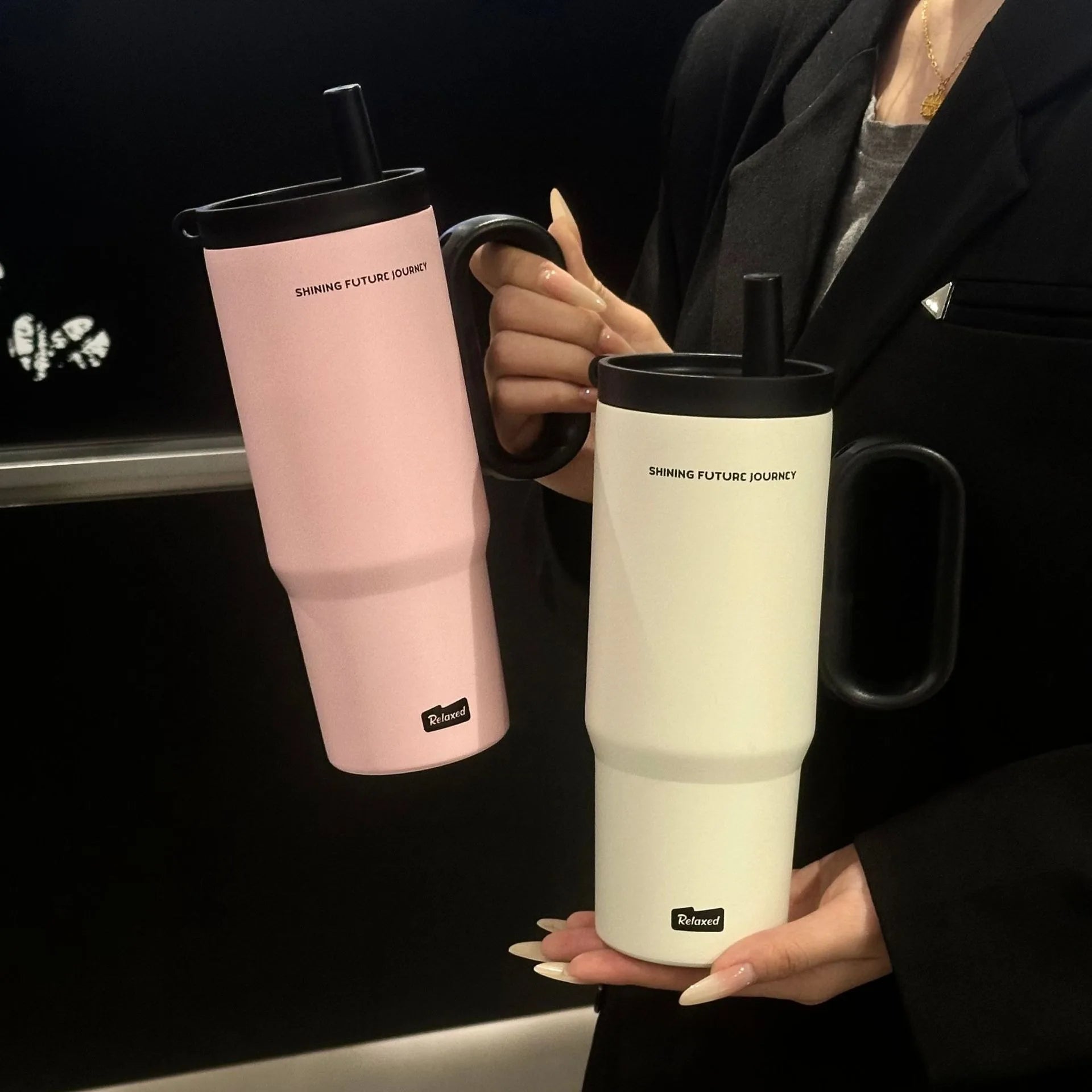 720ML Stainless Steel Thermos Cup With Handle &amp; Straw | Your Cold Coffee Stays Cold All Day