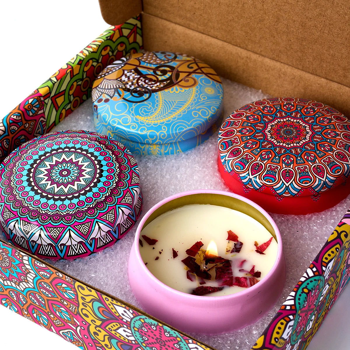 Coffret 4 Bougies Parfumées Vintage | Cadeau Parfait & Ambiance Florale Élégante