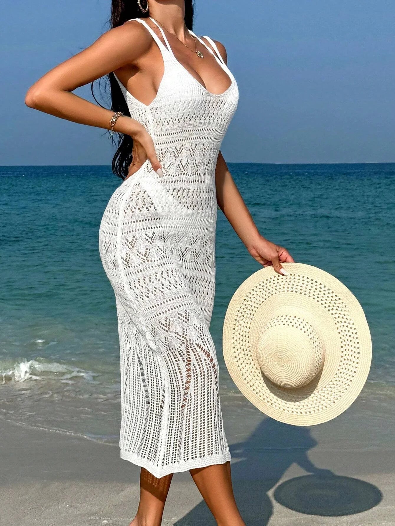 Elegant Hollow Out Maxi Beach Dress | Go From Poolside to Dinner Without Changing