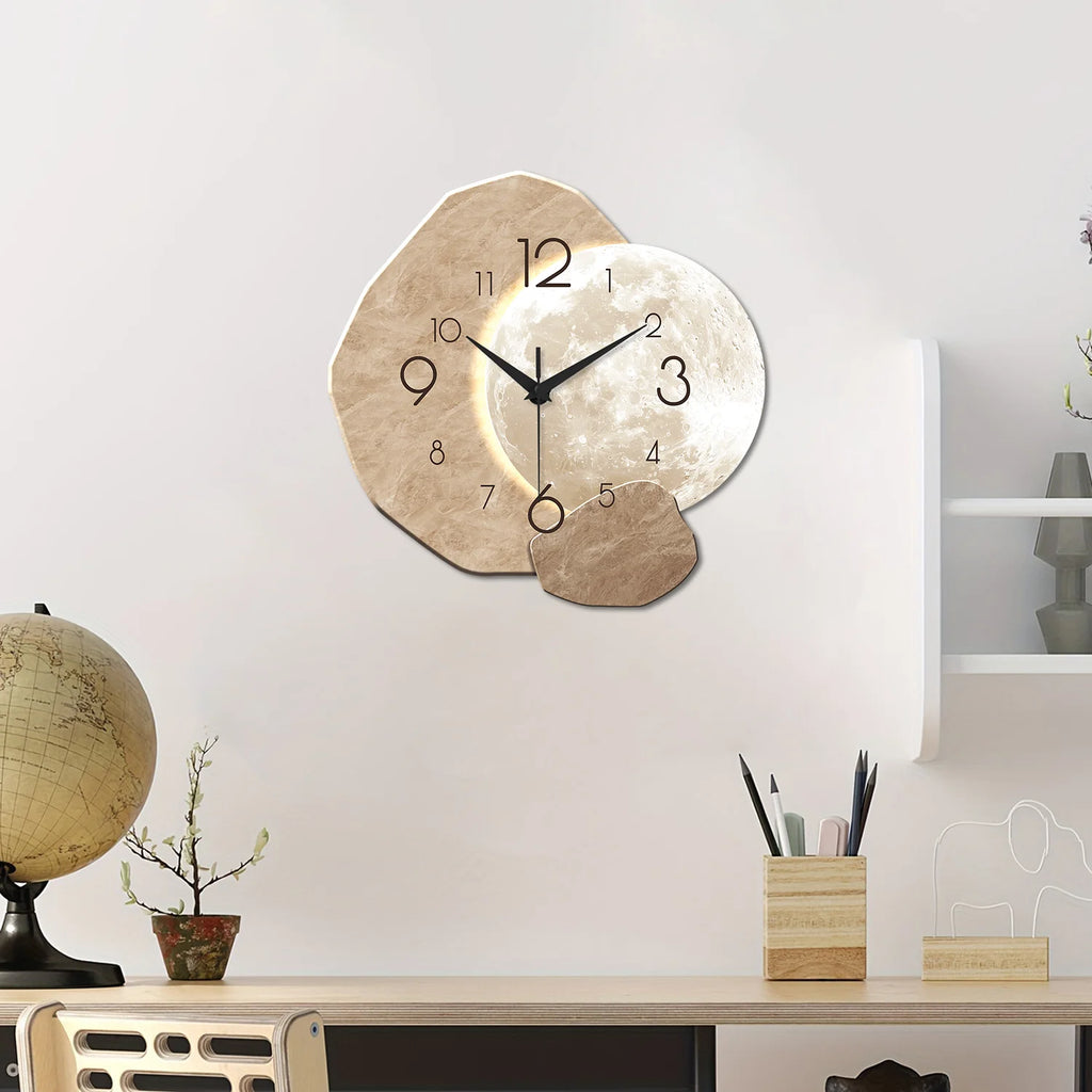 Horloge Murale Silencieuse Design Lune | Décorez & Restez à l'Heure Sans le Bruit du Tic-Tac