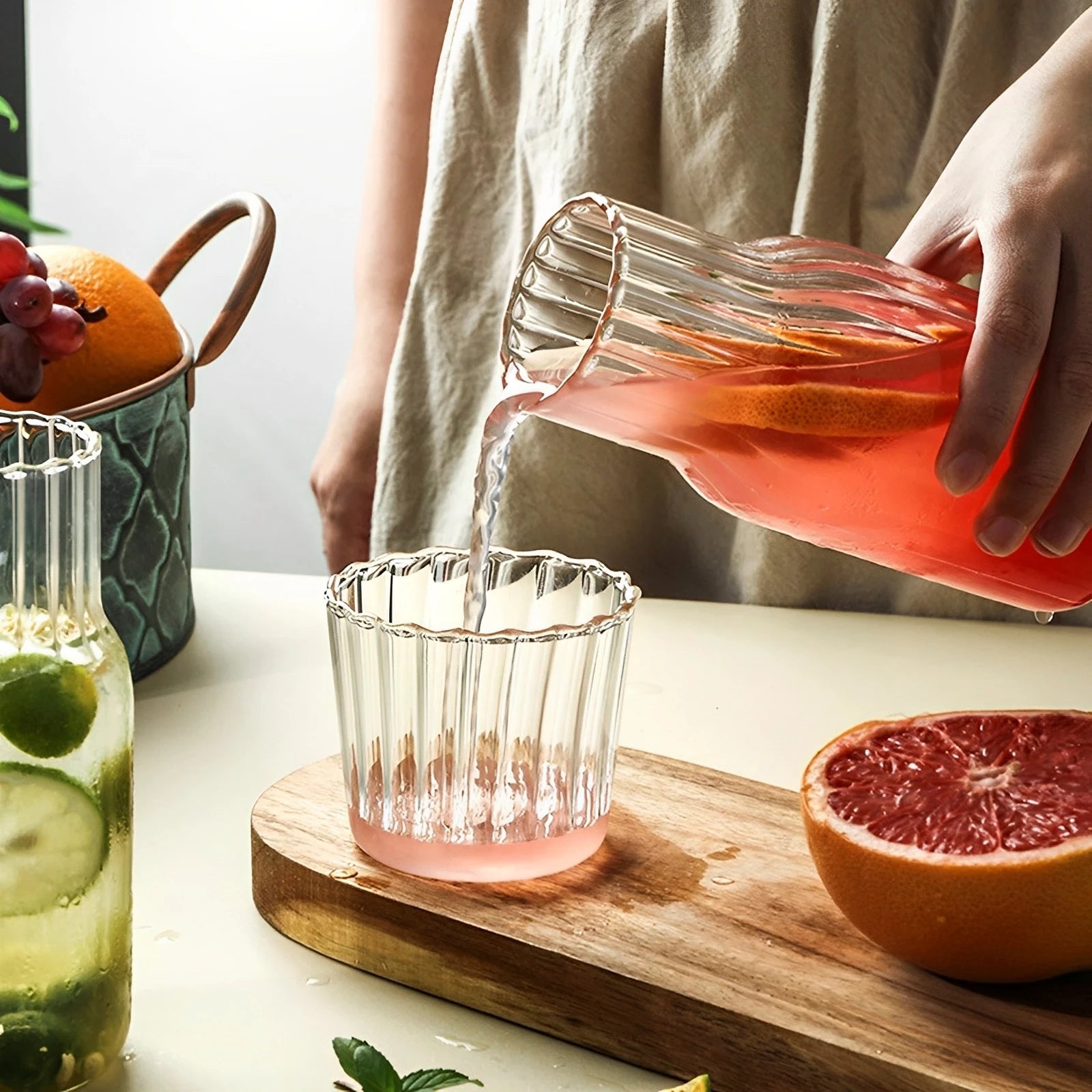 Set Carafe & Verre en Verre 550/600ml | Hydratez-vous avec Élégance Jour & Nuit