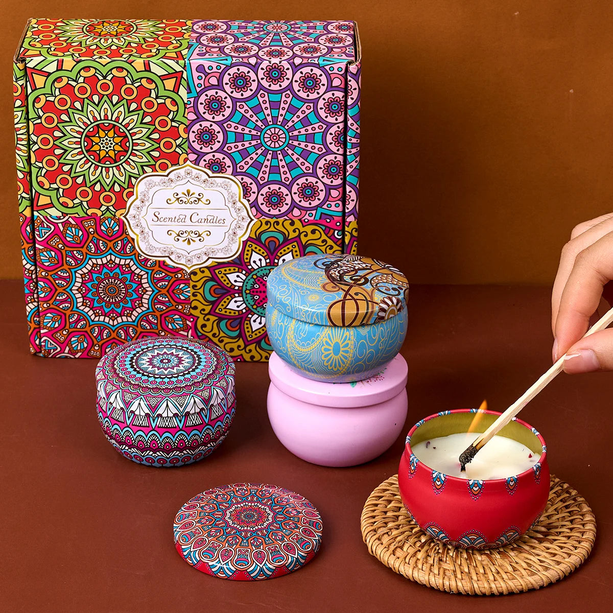 Coffret 4 Bougies Parfumées Vintage | Cadeau Parfait & Ambiance Florale Élégante