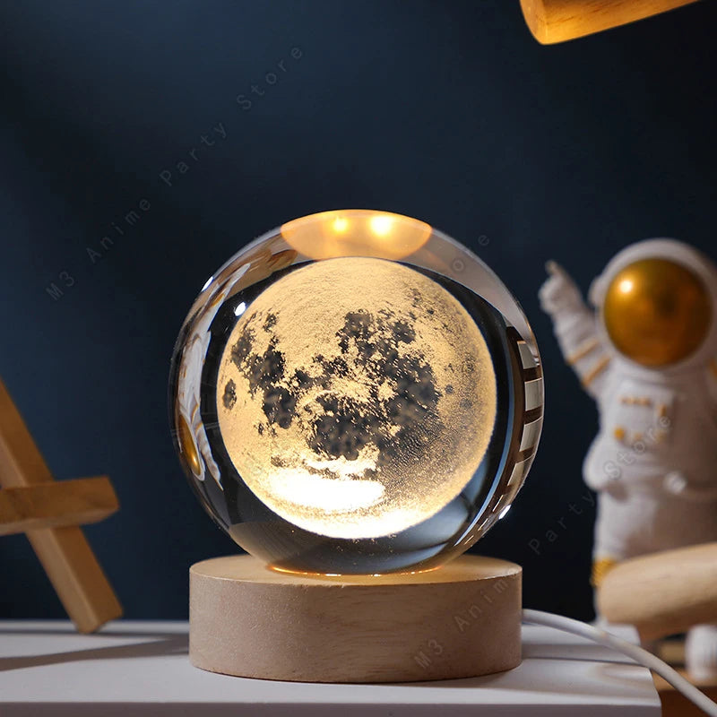 Lampe Boule de Cristal 3D LED | Une Lumière Magique pour Votre Chambre ou Salon