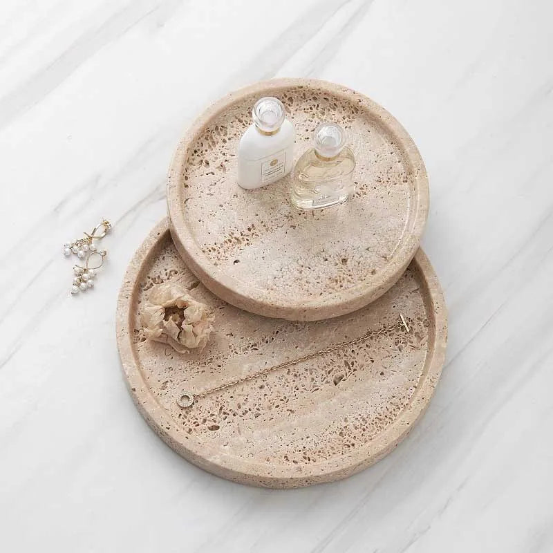 Plateau Travertin Pierre Naturelle | Organisez Bijoux & Accessoires avec une Touche Luxe