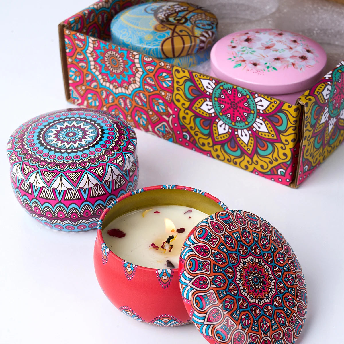 Coffret 4 Bougies Parfumées Vintage | Cadeau Parfait & Ambiance Florale Élégante