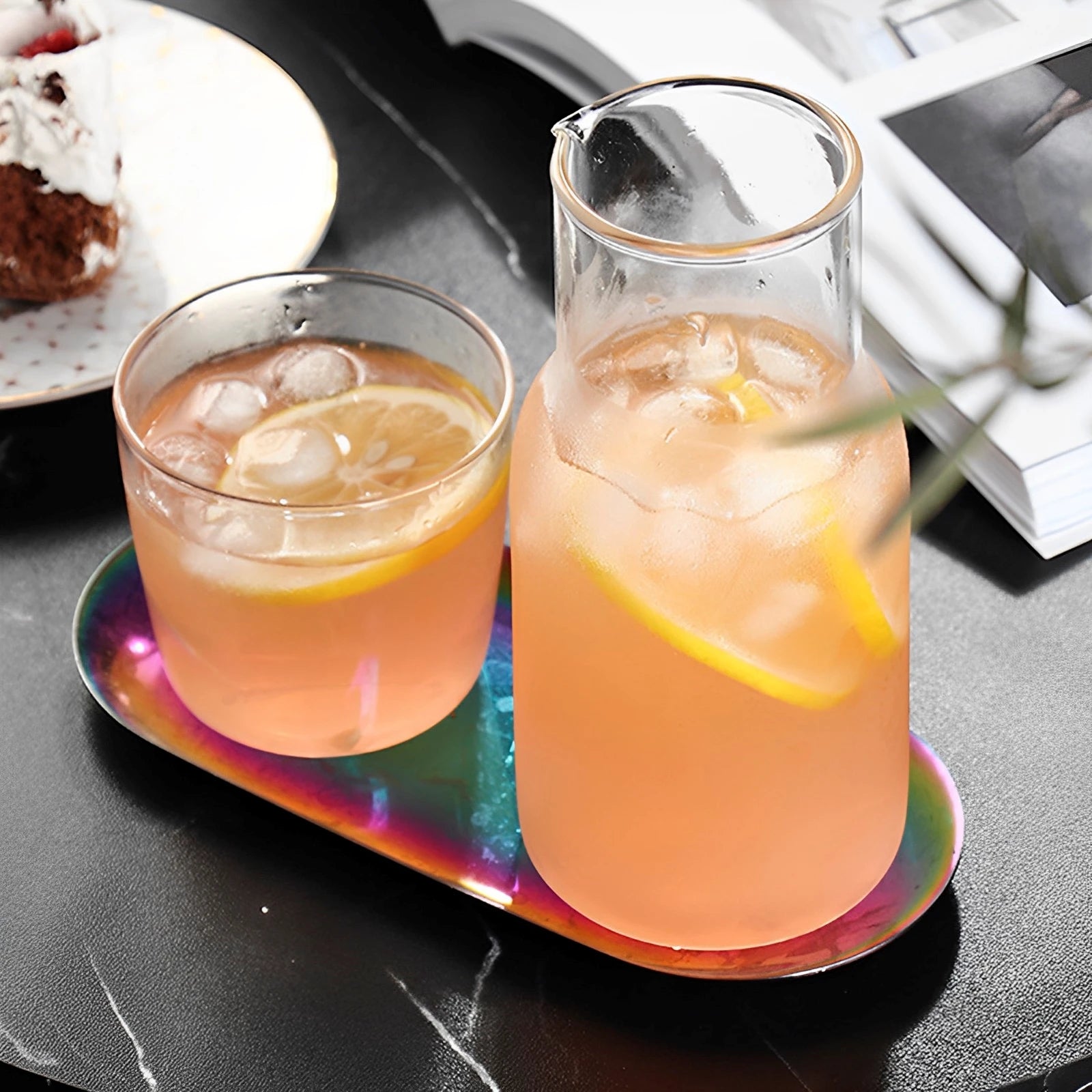 Set Carafe & Verre en Verre 550/600ml | Hydratez-vous avec Élégance Jour & Nuit