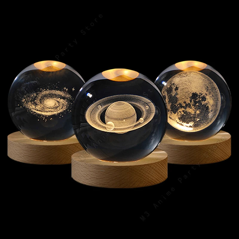 Lampe Boule de Cristal 3D LED | Une Lumière Magique pour Votre Chambre ou Salon