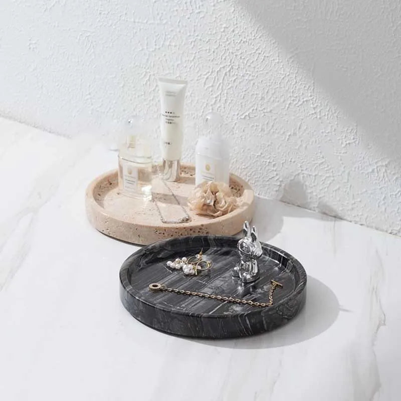 Plateau Travertin Pierre Naturelle | Organisez Bijoux & Accessoires avec une Touche Luxe