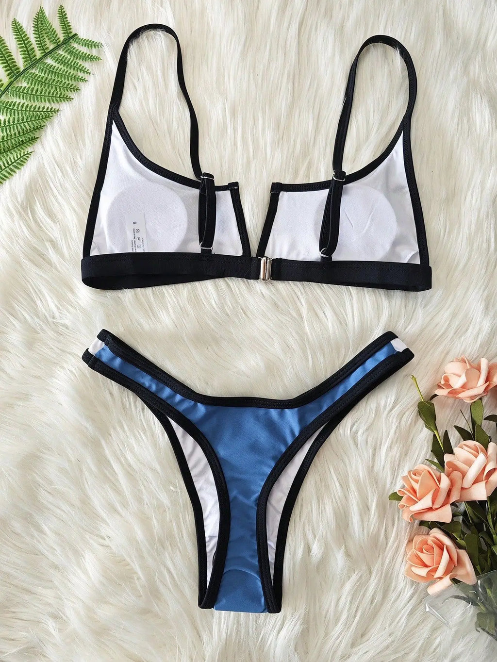 V-Shape Splicing Thong Bikini | Bold Color-Block Swimwear That Turns Heads