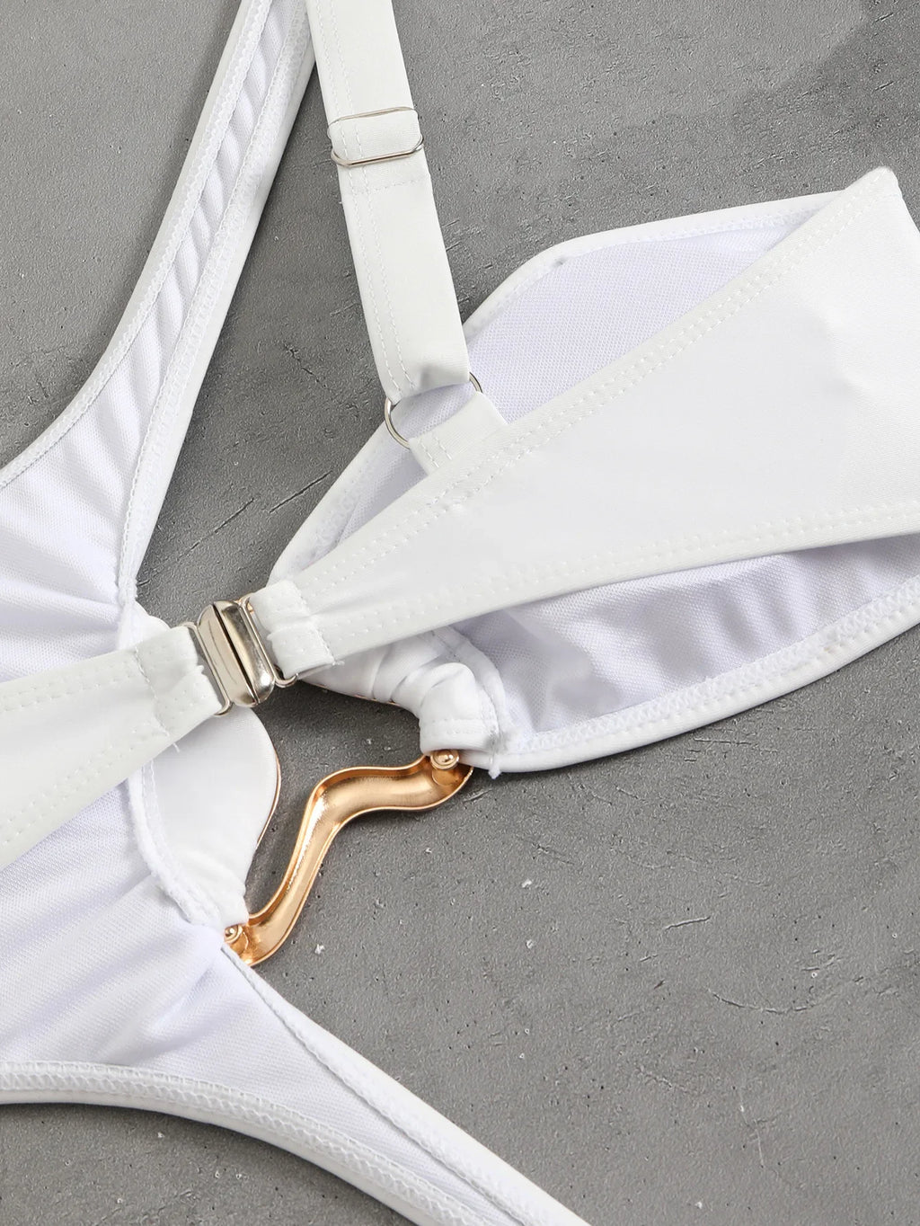 Sexy Hollow Out One-Shoulder Metal Bikini | Architectural Swimwear for the Bold Woman