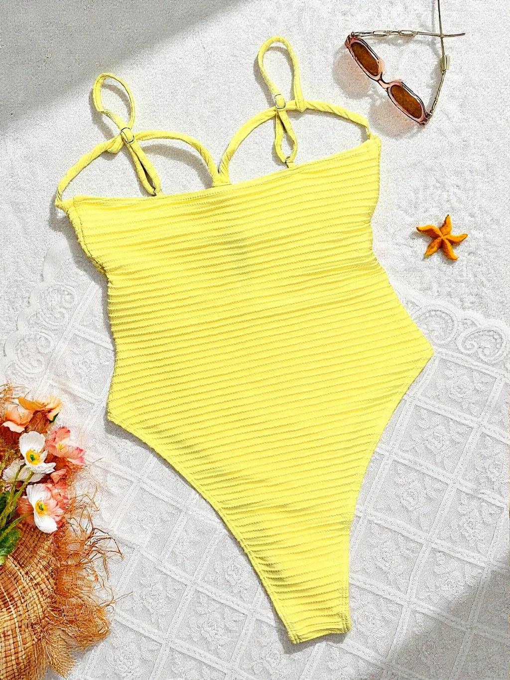Yellow Hollow Out Cross Bikini | The Bold Summer Statement Piece