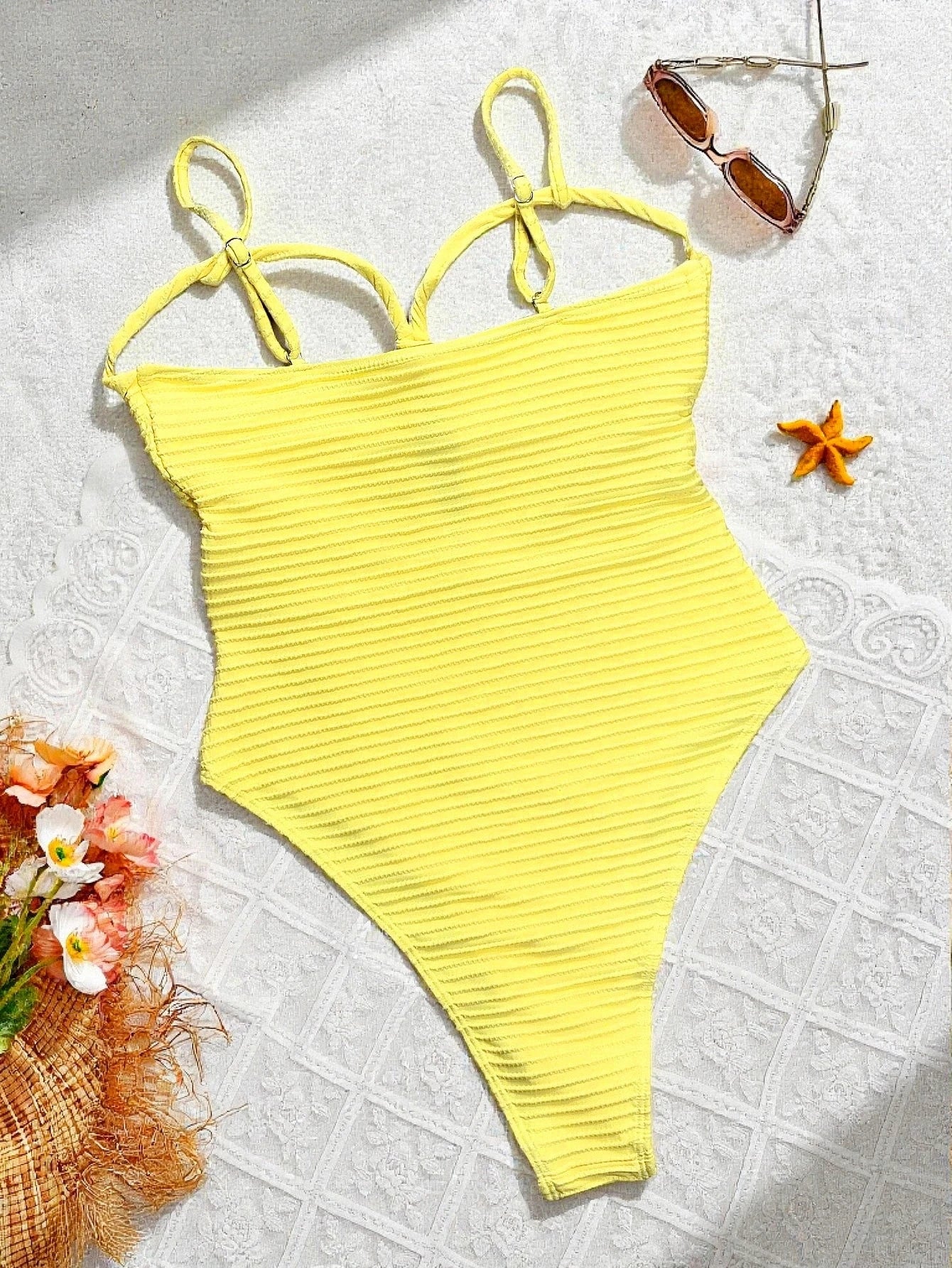 Yellow Hollow Out Cross Bikini | The Bold Summer Statement Piece