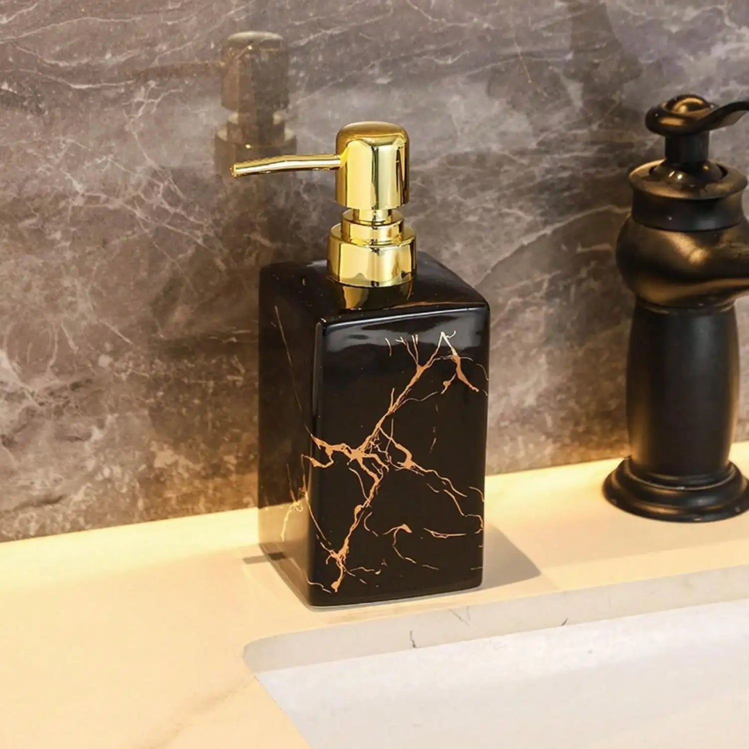 Pot Céramique Rechargeable 350ml Marbre | Distribuez Savon ou Lotion avec Style