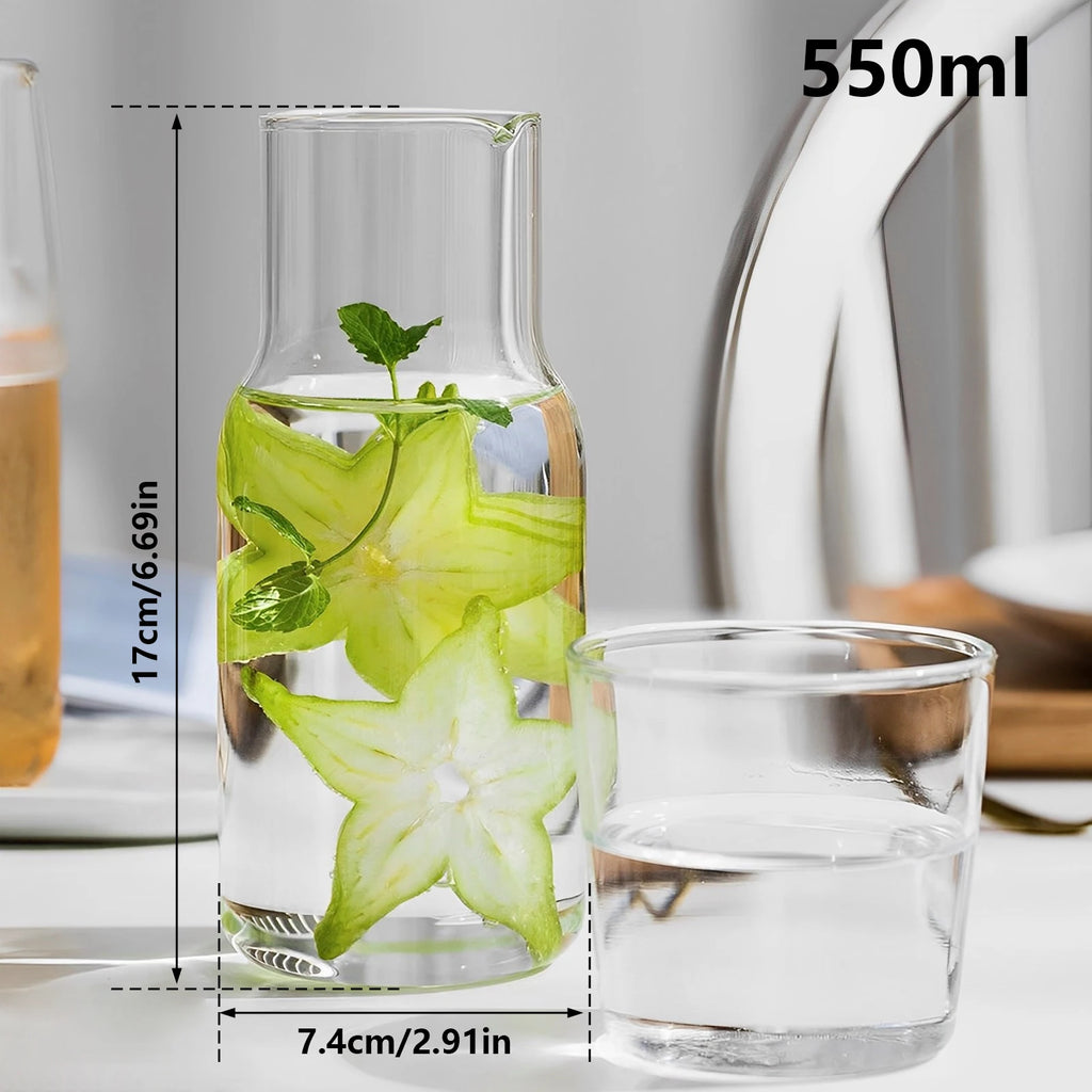 Set Carafe & Verre en Verre 550/600ml | Hydratez-vous avec Élégance Jour & Nuit
