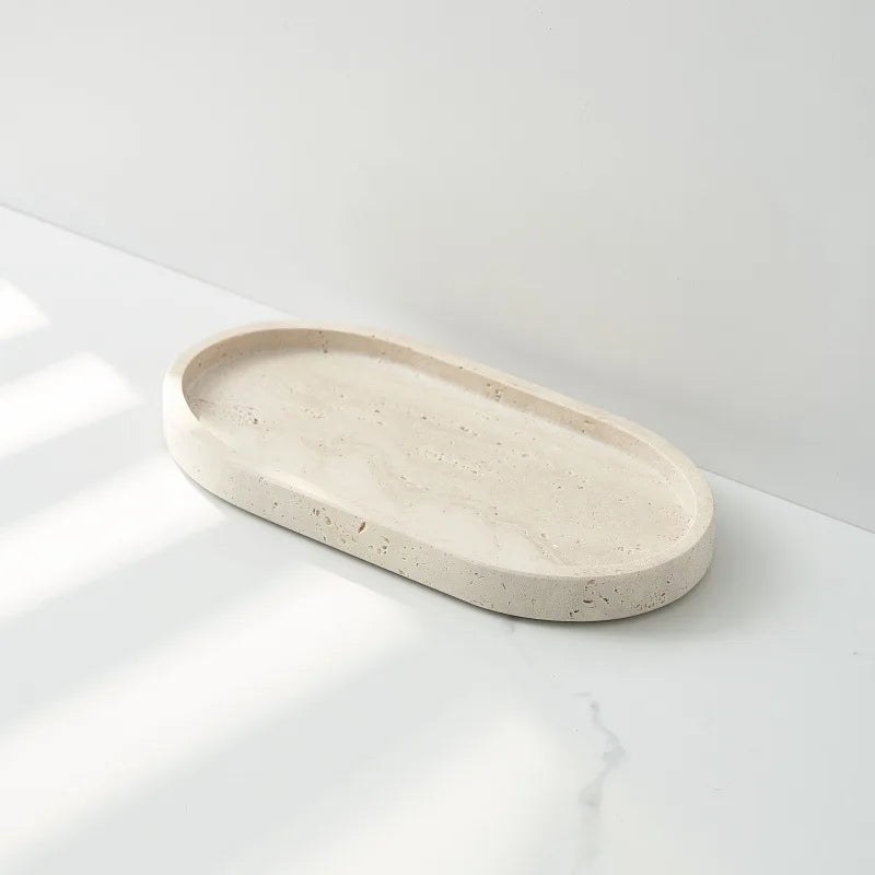 Plateau Travertin Pierre Naturelle | Organisez Bijoux & Accessoires avec une Touche Luxe