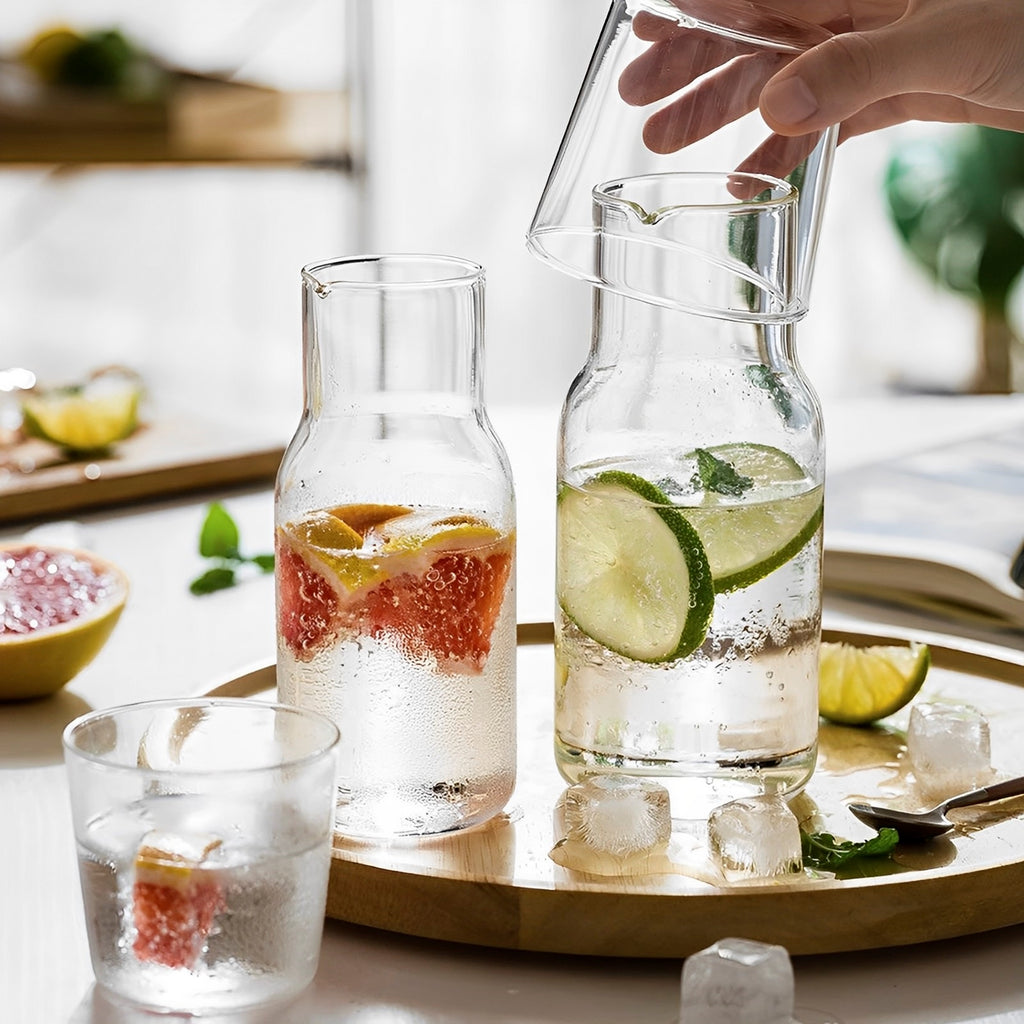 Set Carafe & Verre en Verre 550/600ml | Hydratez-vous avec Élégance Jour & Nuit