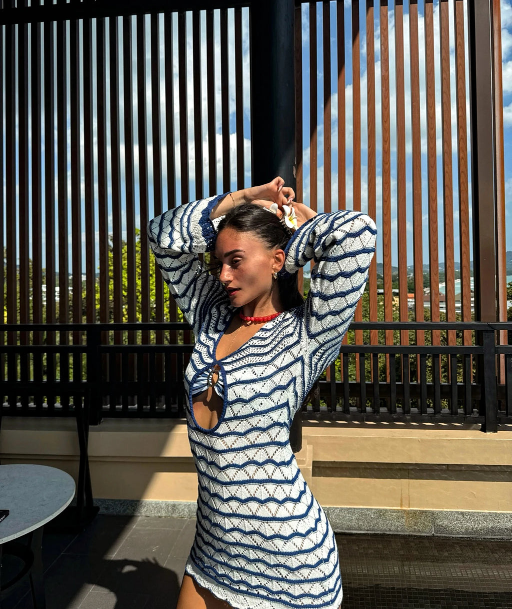 Boho Striped Bell Sleeve Beach Mini Dress | The Cover-Up That Doubles as an Outfit