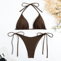 Solid Color Halter Tie Bikini Set | Sleek, Adjustable &amp; Effortlessly Flattering