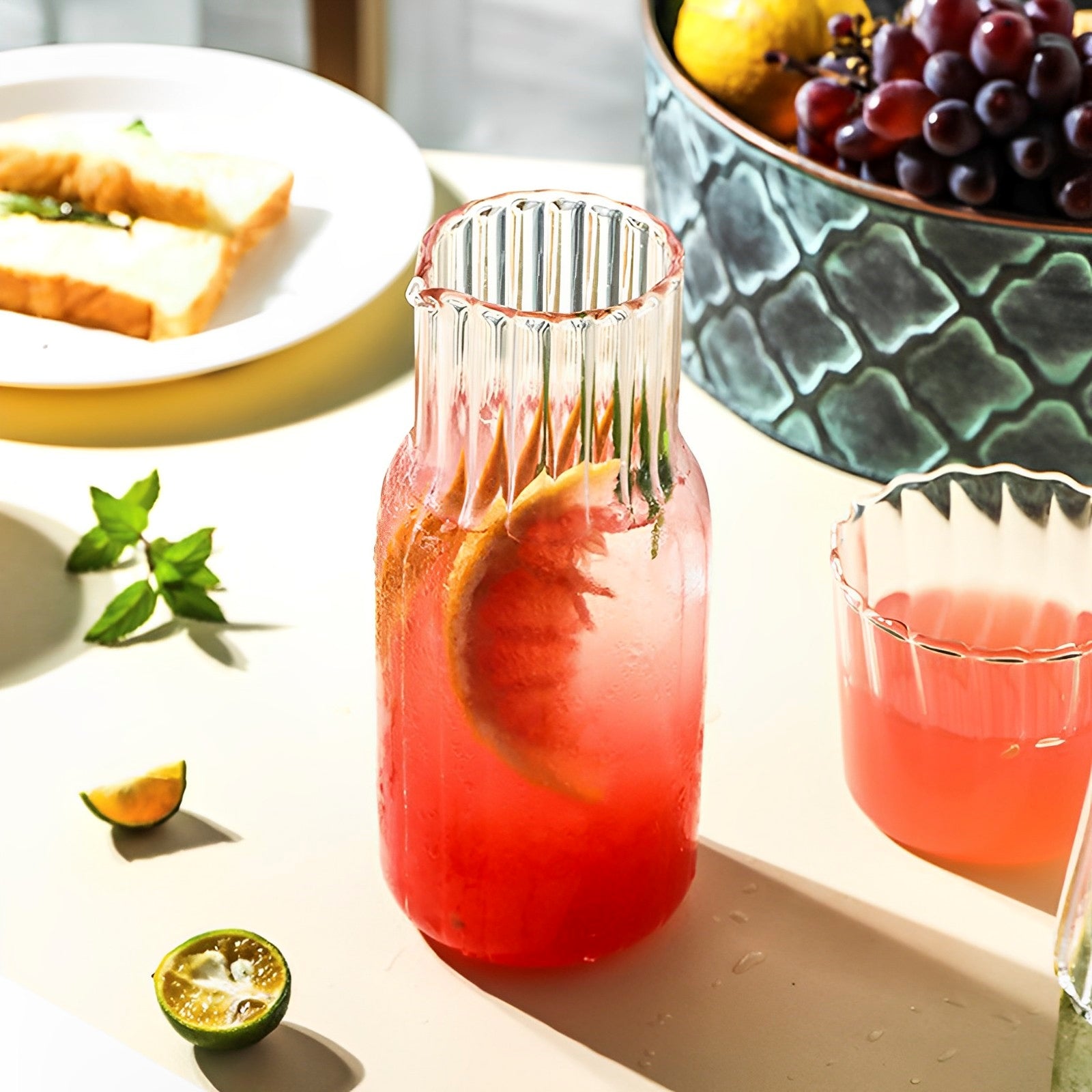Set Carafe & Verre en Verre 550/600ml | Hydratez-vous avec Élégance Jour & Nuit