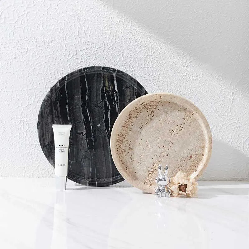 Plateau Travertin Pierre Naturelle | Organisez Bijoux & Accessoires avec une Touche Luxe