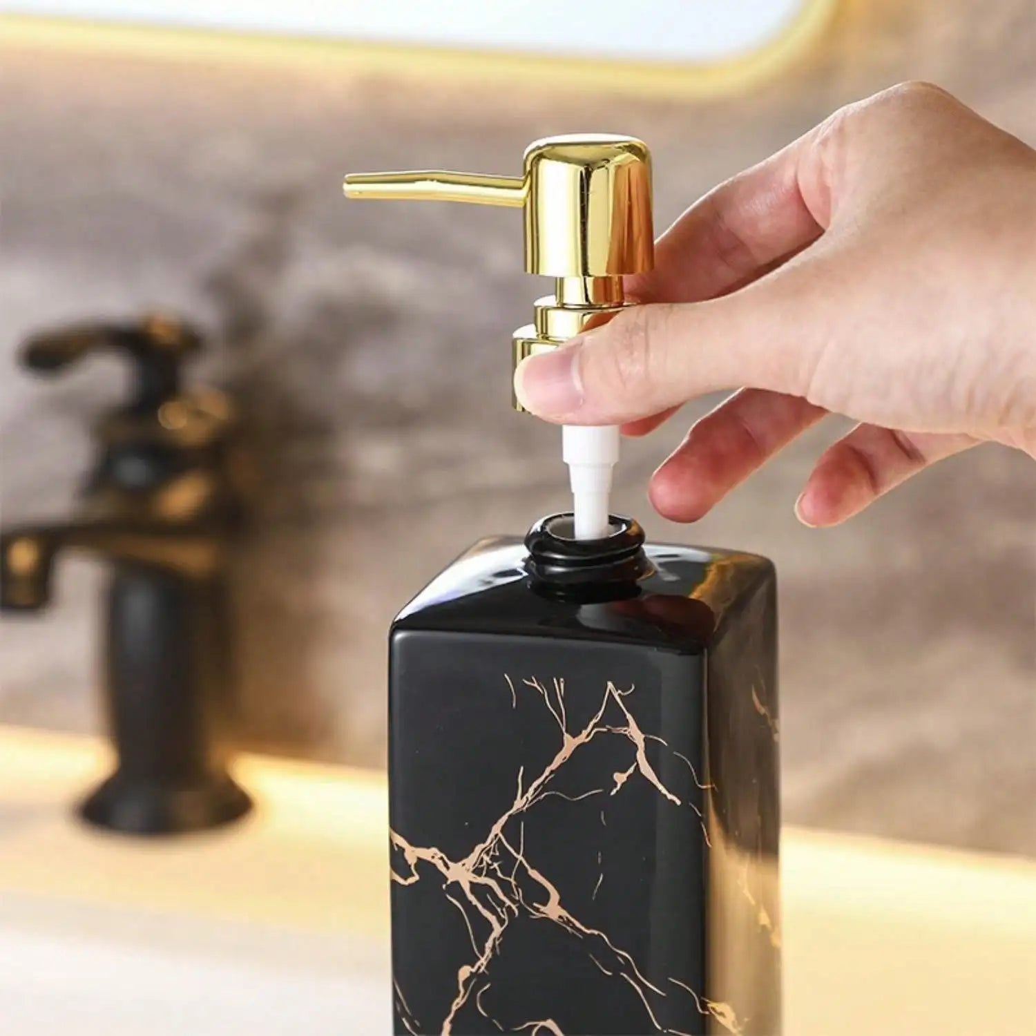 Pot Céramique Rechargeable 350ml Marbre | Distribuez Savon ou Lotion avec Style