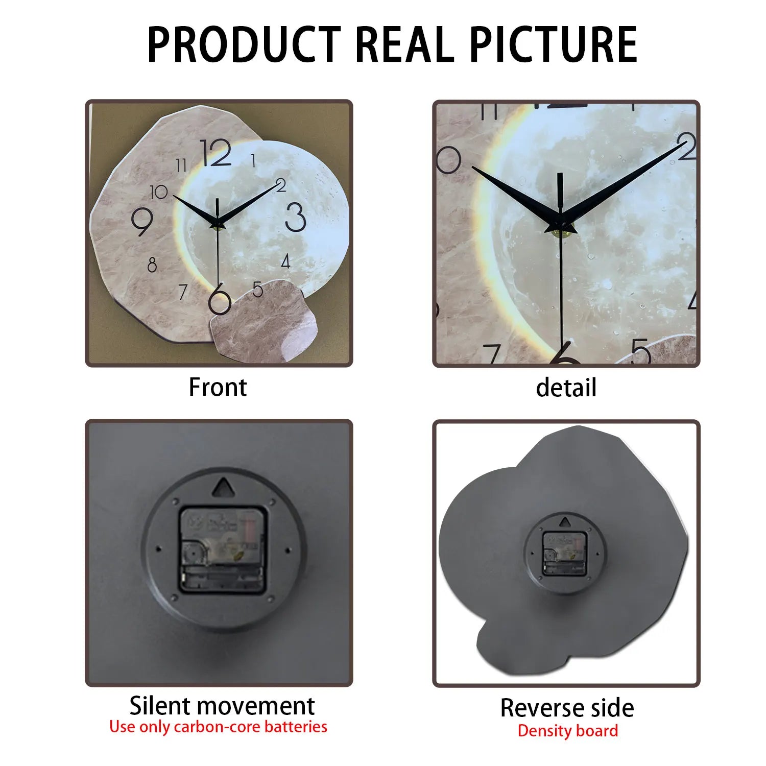 Horloge Murale Silencieuse Design Lune | Décorez & Restez à l'Heure Sans le Bruit du Tic-Tac