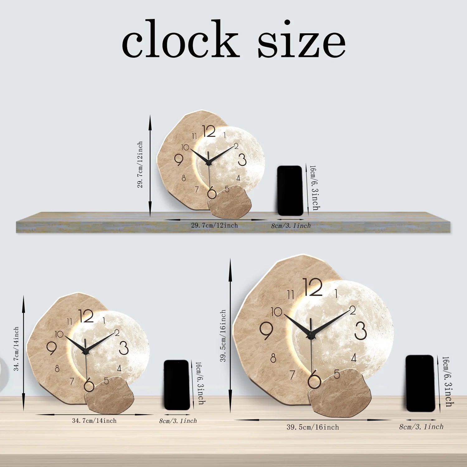 Horloge Murale Silencieuse Design Lune | Décorez & Restez à l'Heure Sans le Bruit du Tic-Tac