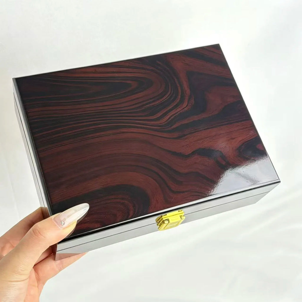 Boîte Rangement Bois Laqué Luxe | Organisez Ceintures & Accessoires avec Raffinement