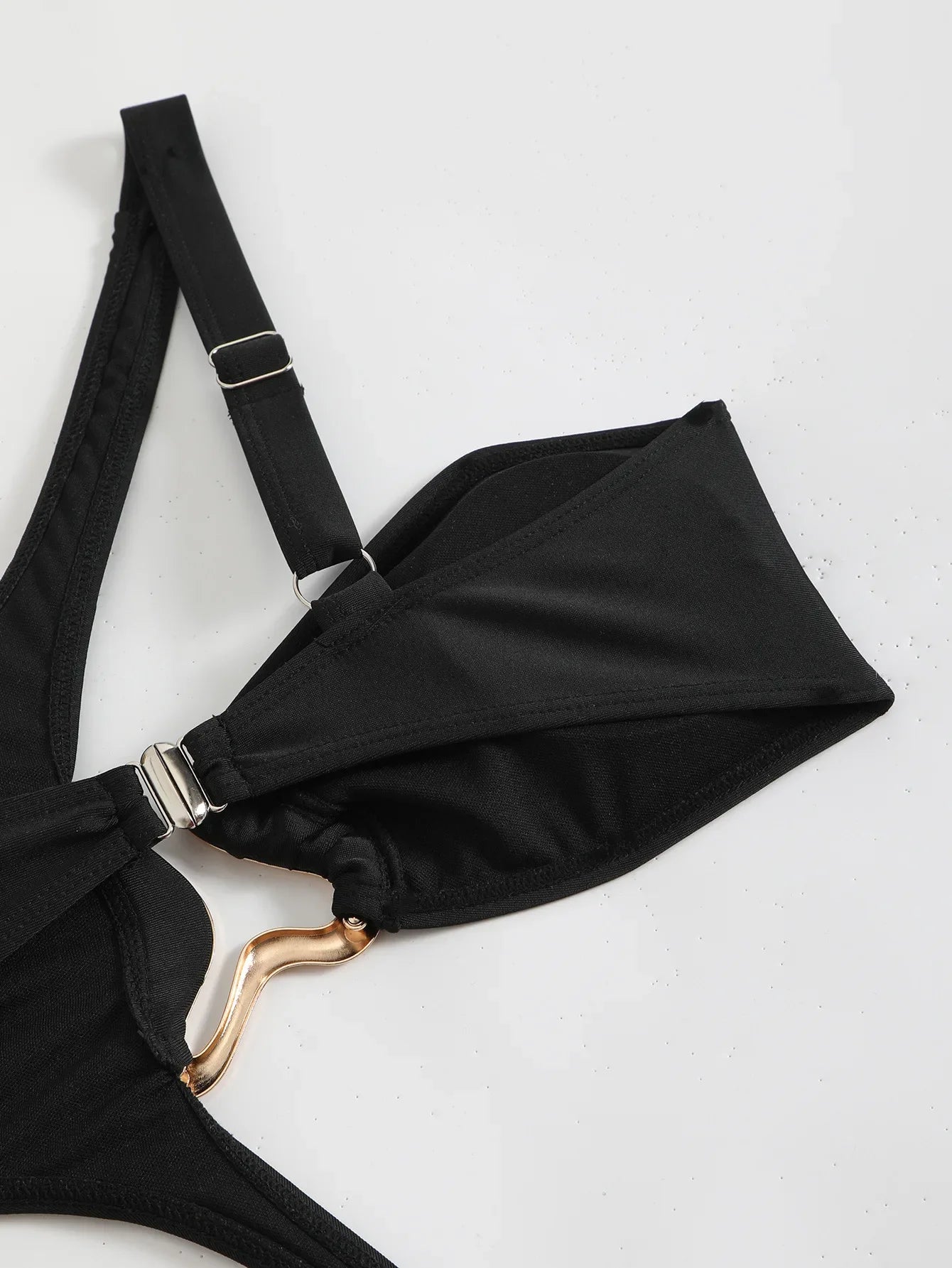 Sexy Hollow Out One-Shoulder Metal Bikini | Architectural Swimwear for the Bold Woman