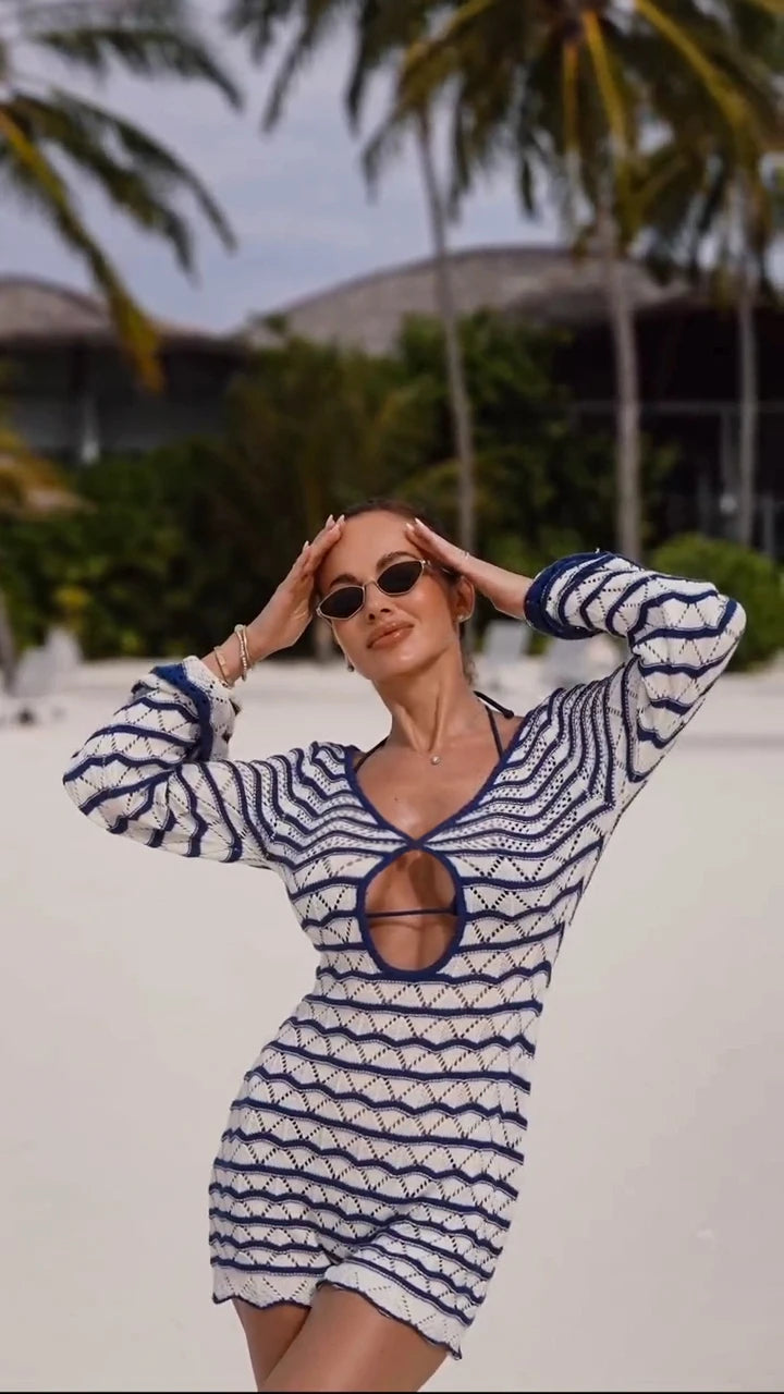 Boho Striped Bell Sleeve Beach Mini Dress | The Cover-Up That Doubles as an Outfit