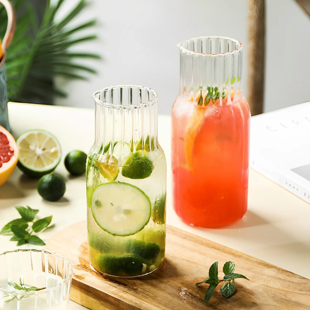 Set Carafe & Verre en Verre 550/600ml | Hydratez-vous avec Élégance Jour & Nuit