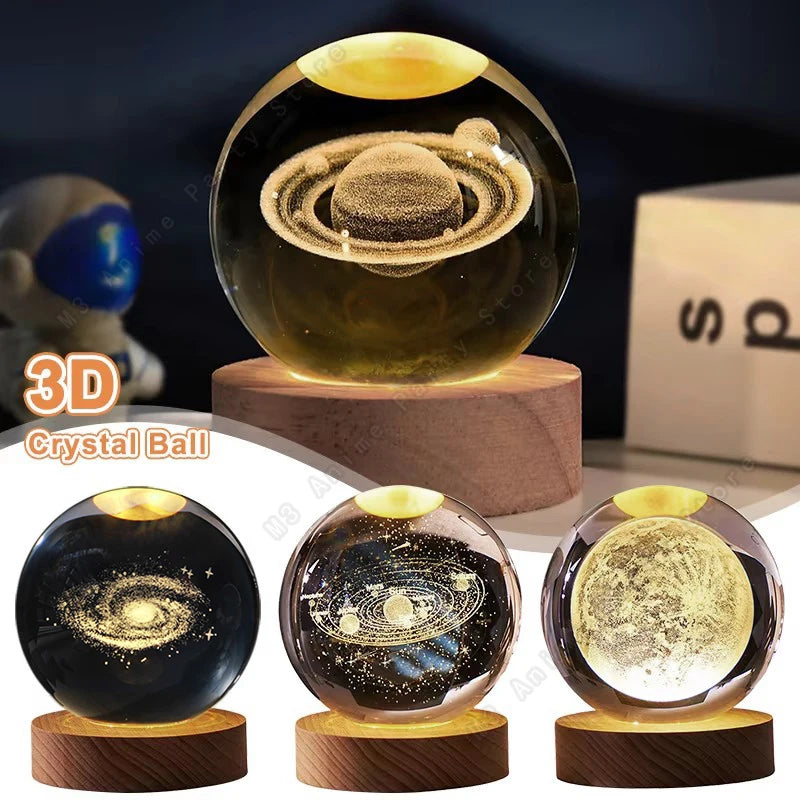Lampe Boule de Cristal 3D LED | Une Lumière Magique pour Votre Chambre ou Salon