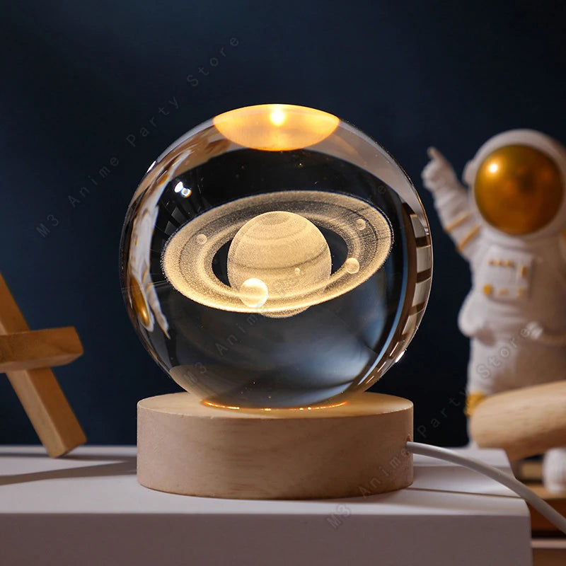 Lampe Boule de Cristal 3D LED | Une Lumière Magique pour Votre Chambre ou Salon