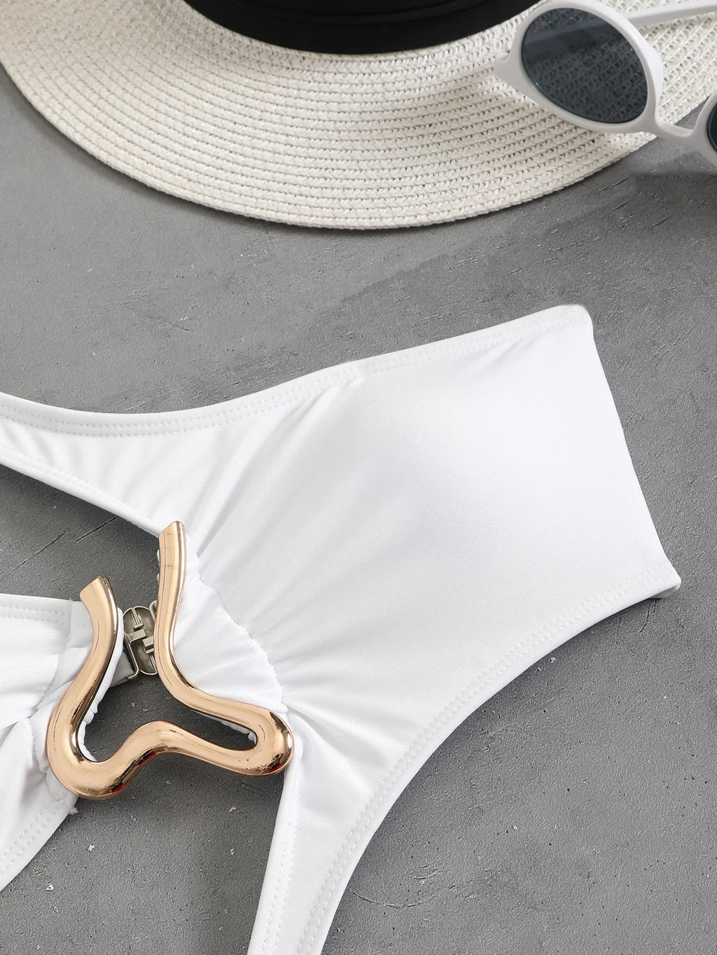 Sexy Hollow Out One-Shoulder Metal Bikini | Architectural Swimwear for the Bold Woman