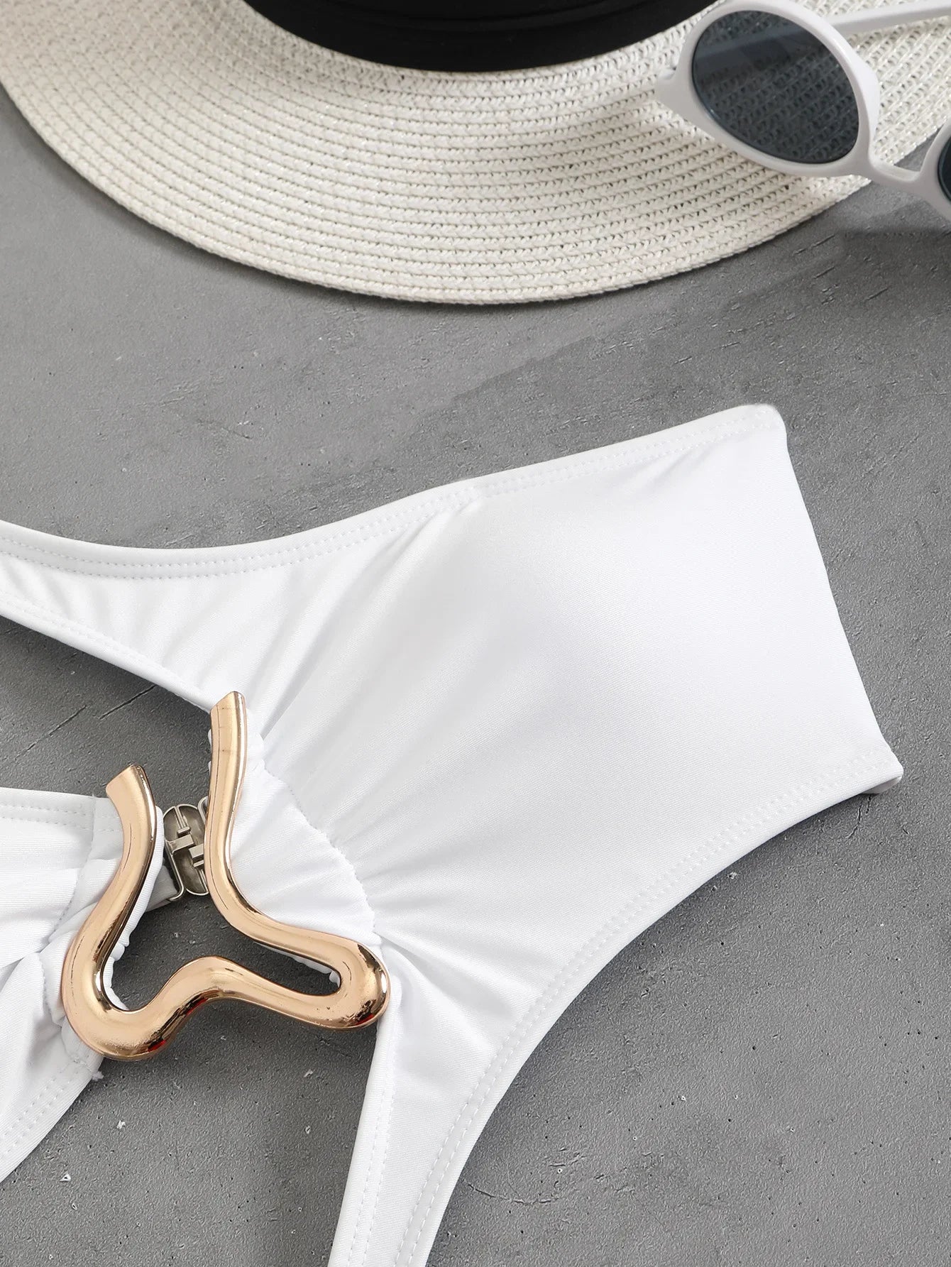 Sexy Hollow Out One-Shoulder Metal Bikini | Architectural Swimwear for the Bold Woman