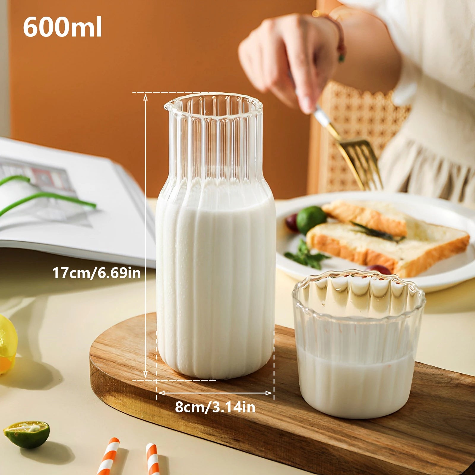 Set Carafe & Verre en Verre 550/600ml | Hydratez-vous avec Élégance Jour & Nuit
