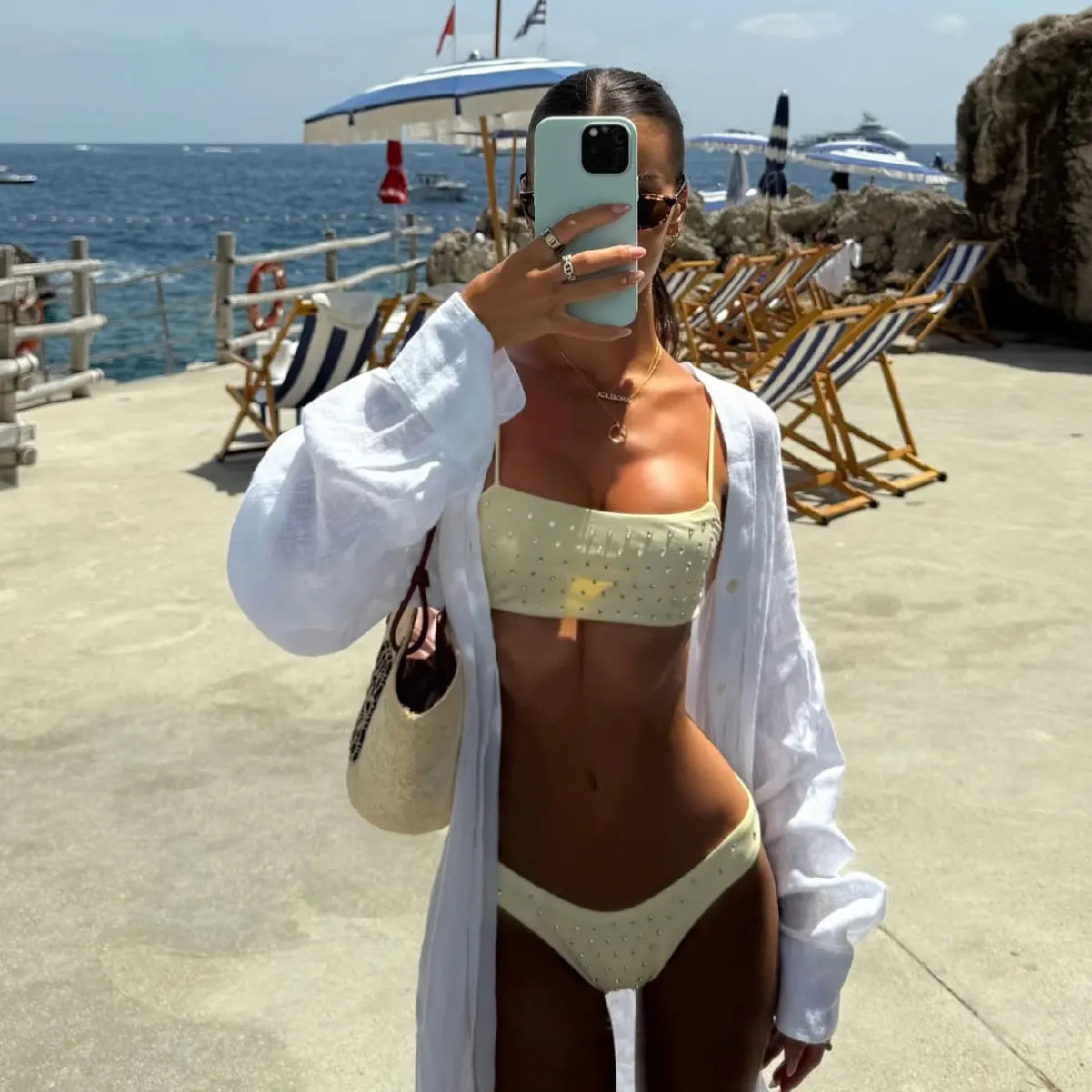 Diamond One-Piece Swimsuit With Lace Pants | The Complete Beach Set That Does It All